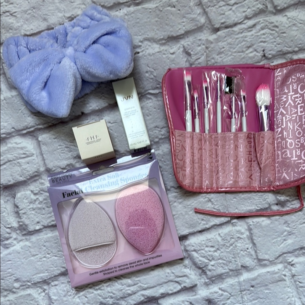 Facial sponges makeup brushes Farmhouse fresh lip scrub & JVN hair cream